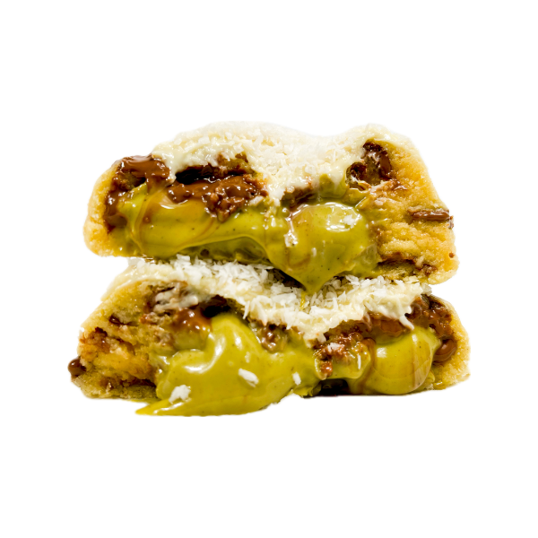 Pistachio - 200g Kokosnuss & Choco Chip Cookie gefüllt mit Pistaziencreme