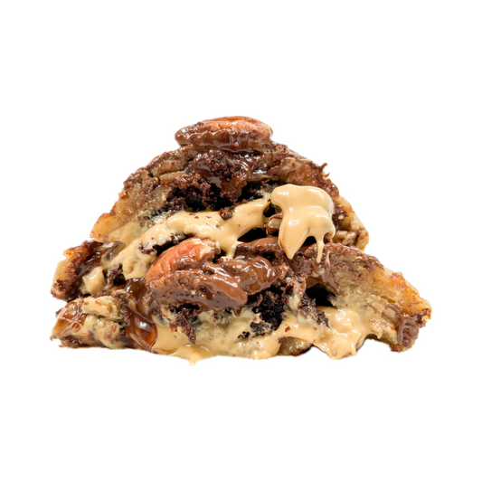 Salted Caramel Brownie - 200g Pekannuss & Choco Chip Cookie gefüllt mit gesalzenem Karamell & Brownie